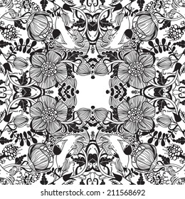 Vector decorative floral background, illustration with gorgeous ornamental frame.