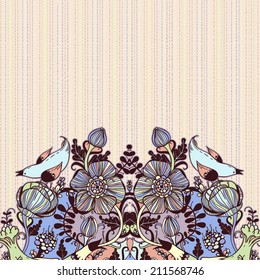Vector decorative floral background, illustration with gorgeous ornamental frame.