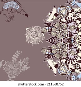Vector decorative floral background, illustration with gorgeous ornamental frame.