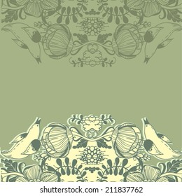 Vector decorative floral background, illustration with gorgeous ornamental frame.