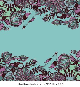 Vector decorative floral background, illustration with gorgeous ornamental frame.