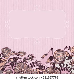 Vector decorative floral background, illustration with gorgeous ornamental frame.
