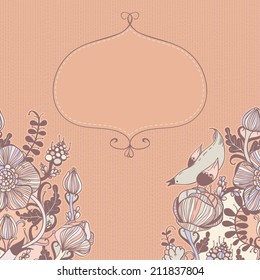 Vector decorative floral background, illustration with gorgeous ornamental frame.