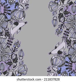 Vector decorative floral background, illustration with gorgeous ornamental frame.