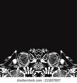 Vector decorative floral background, illustration with gorgeous ornamental frame.