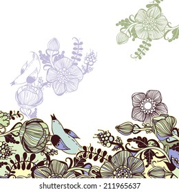 Vector decorative floral background, illustration with gorgeous ornamental frame.