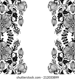 Vector decorative floral background, illustration with gorgeous ornamental frame.