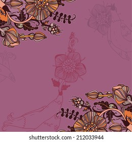 Vector decorative floral background, illustration with gorgeous ornamental frame.