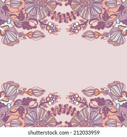 Vector decorative floral background, illustration with gorgeous ornamental frame.