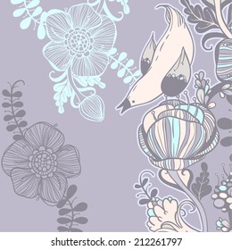 Vector decorative floral background, illustration with gorgeous ornamental frame. 