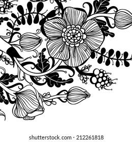Vector decorative floral background, illustration with gorgeous ornamental frame. 