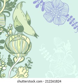 Vector decorative floral background, illustration with gorgeous ornamental frame. 