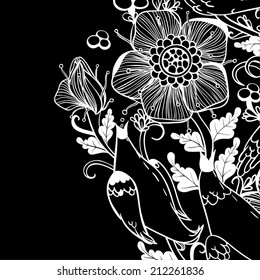 Vector decorative floral background, illustration with gorgeous ornamental frame. 