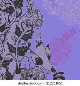 Vector decorative floral background, illustration with gorgeous ornamental frame. 