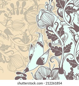 Vector decorative floral background, illustration with gorgeous ornamental frame. 