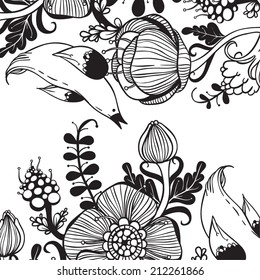 Vector decorative floral background, illustration with gorgeous ornamental frame. 