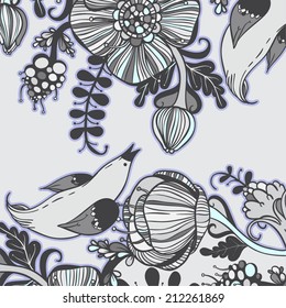 Vector decorative floral background, illustration with gorgeous ornamental frame. 