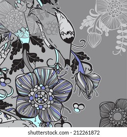 Vector decorative floral background, illustration with gorgeous ornamental frame. 