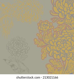 Vector decorative floral background, illustration with gorgeous ornamental frame.