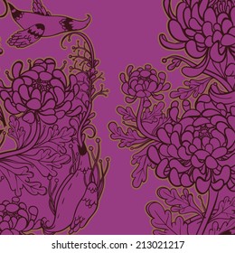 Vector decorative floral background, illustration with gorgeous ornamental frame.
