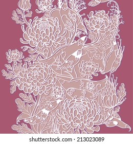 Vector decorative floral background, illustration with gorgeous ornamental frame. 