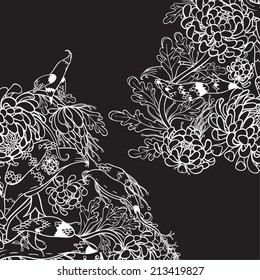 Vector decorative floral background, illustration with gorgeous ornamental frame.