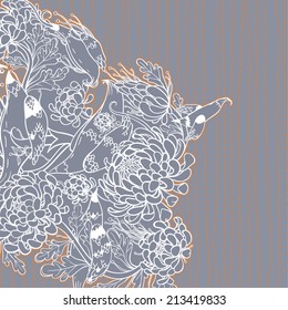 Vector decorative floral background, illustration with gorgeous ornamental frame.