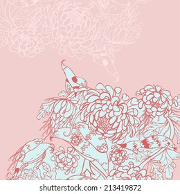 Vector decorative floral background, illustration with gorgeous ornamental frame.