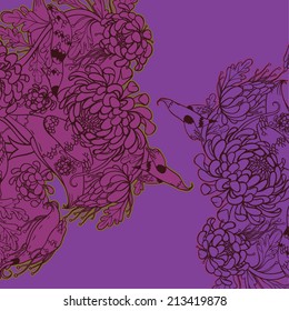 Vector decorative floral background, illustration with gorgeous ornamental frame.