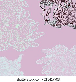 Vector decorative floral background, illustration with gorgeous ornamental frame.