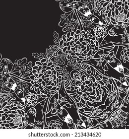 Vector decorative floral background, illustration with gorgeous ornamental frame. 