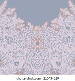 Vector decorative floral background, illustration with gorgeous ornamental frame. 