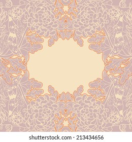 Vector decorative floral background, illustration with gorgeous ornamental frame. 