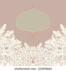 Vector decorative floral background, illustration with gorgeous ornamental frame. 