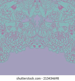 Vector decorative floral background, illustration with gorgeous ornamental frame. 