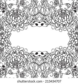 Vector decorative floral background, illustration with gorgeous ornamental frame. 
