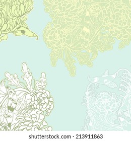 Vector decorative floral background, illustration with gorgeous ornamental frame.