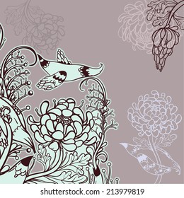 Vector decorative floral background, illustration with gorgeous ornamental frame.