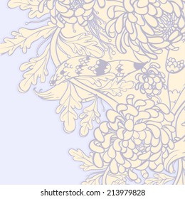 Vector decorative floral background, illustration with gorgeous ornamental frame.