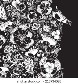Vector decorative floral background, illustration with gorgeous ornamental frame.