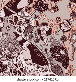 Vector decorative floral background, illustration with gorgeous ornamental frame.