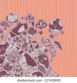 Vector decorative floral background, illustration with gorgeous ornamental frame.