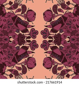 Vector decorative floral background, illustration with gorgeous ornamental frame.