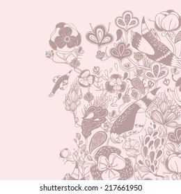Vector decorative floral background, illustration with gorgeous ornamental frame.