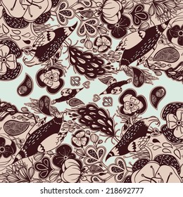 Vector decorative floral background, illustration with gorgeous ornamental frame. 