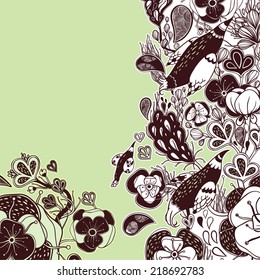 Vector decorative floral background, illustration with gorgeous ornamental frame. 