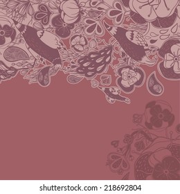 Vector decorative floral background, illustration with gorgeous ornamental frame. 