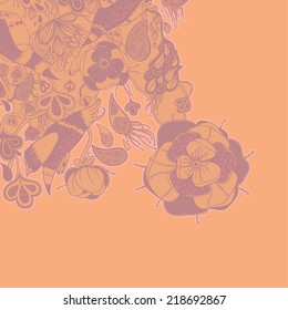 Vector decorative floral background, illustration with gorgeous ornamental frame. 