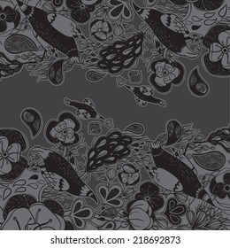 Vector decorative floral background, illustration with gorgeous ornamental frame. 