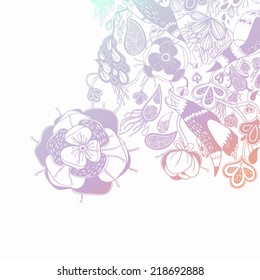 Vector decorative floral background, illustration with gorgeous ornamental frame. 